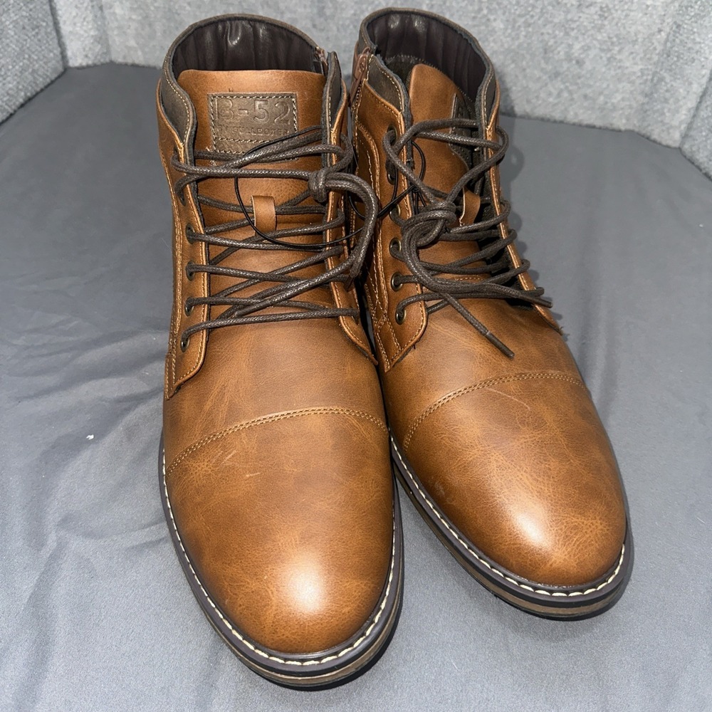 B-52 by Bullboxer Men's Cognac Lace Up/Zip Boots‎ Size 13 Brown